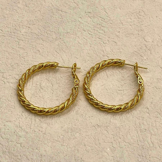 Gold Twist Hoops - 18K Gold Plated