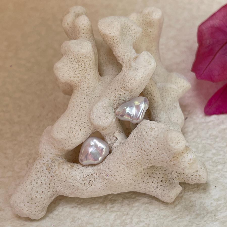 High Luster Keshi Pearl Studs