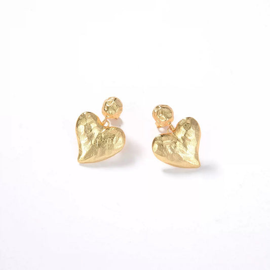 Faye Gold Heart Drop Earrings - Sterling Silver