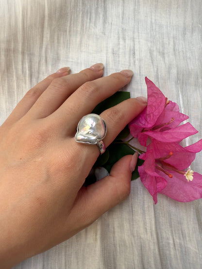 Elrida Large Freshwater Baroque Pearl Sterling Silver Ring