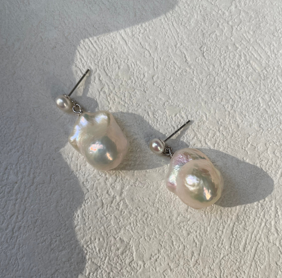 Denali 14-15mm Large Freshwater Baroque Pearl Drop Earrings
