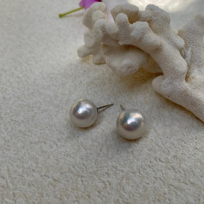 Large Round Baroque Pearl Studs with good luster