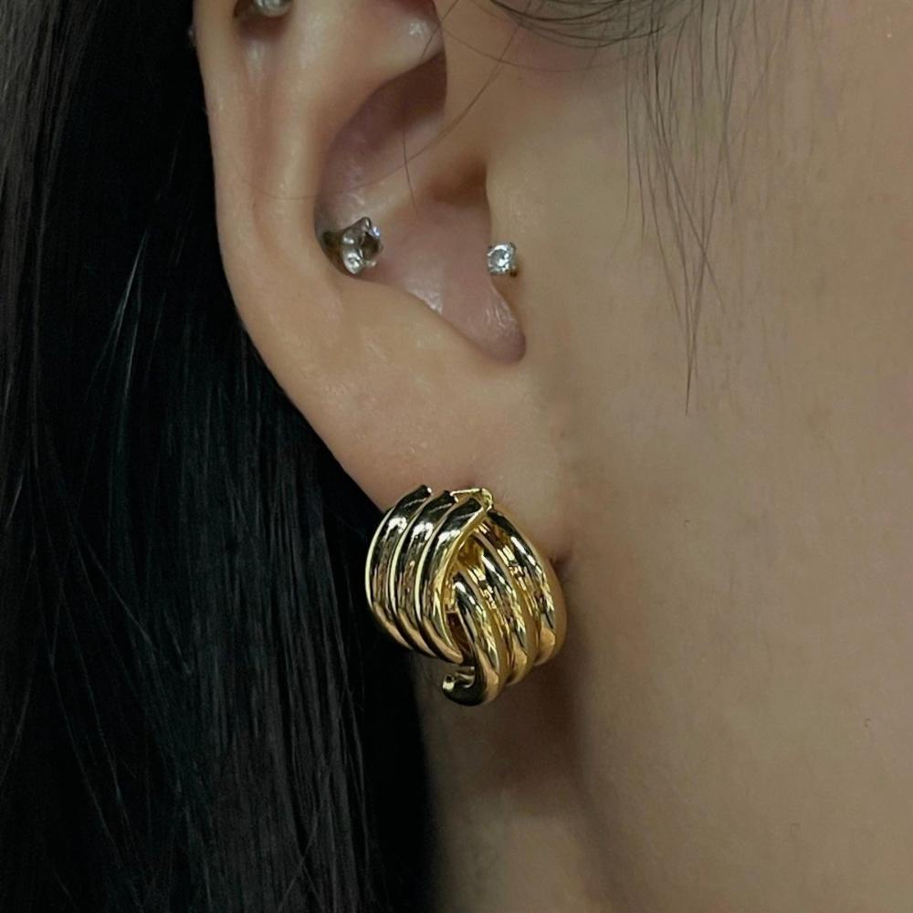 Bougainva 18k Gold Plated Cross C Studs 