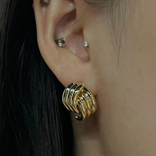 Bougainva 18k Gold Plated Cross C Studs 