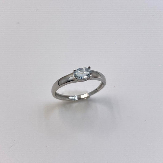 Vermeil gemstone sterling silver ring with solitaire Aquamarine 