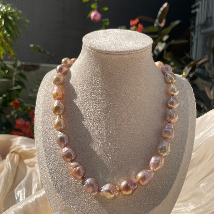 light pink freshwater baroque pearl necklace