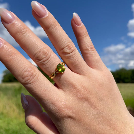 Model in Light Green Peridot Silver Ring