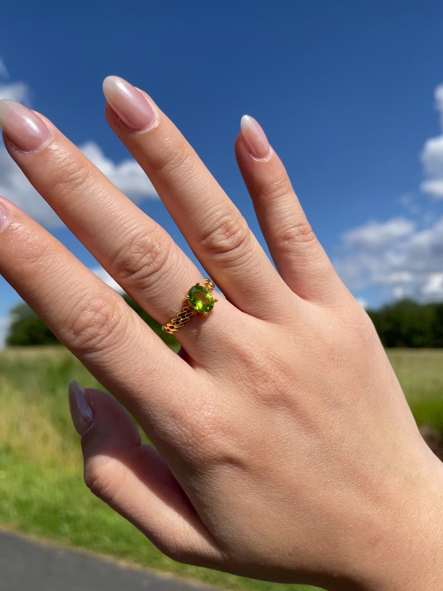 Model in Light Green Peridot Silver Ring