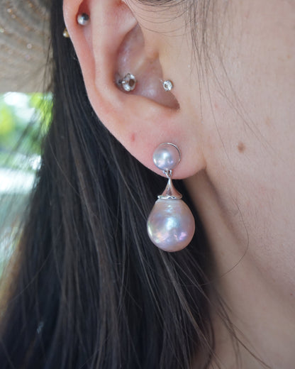 pink teardrop pearl earrings